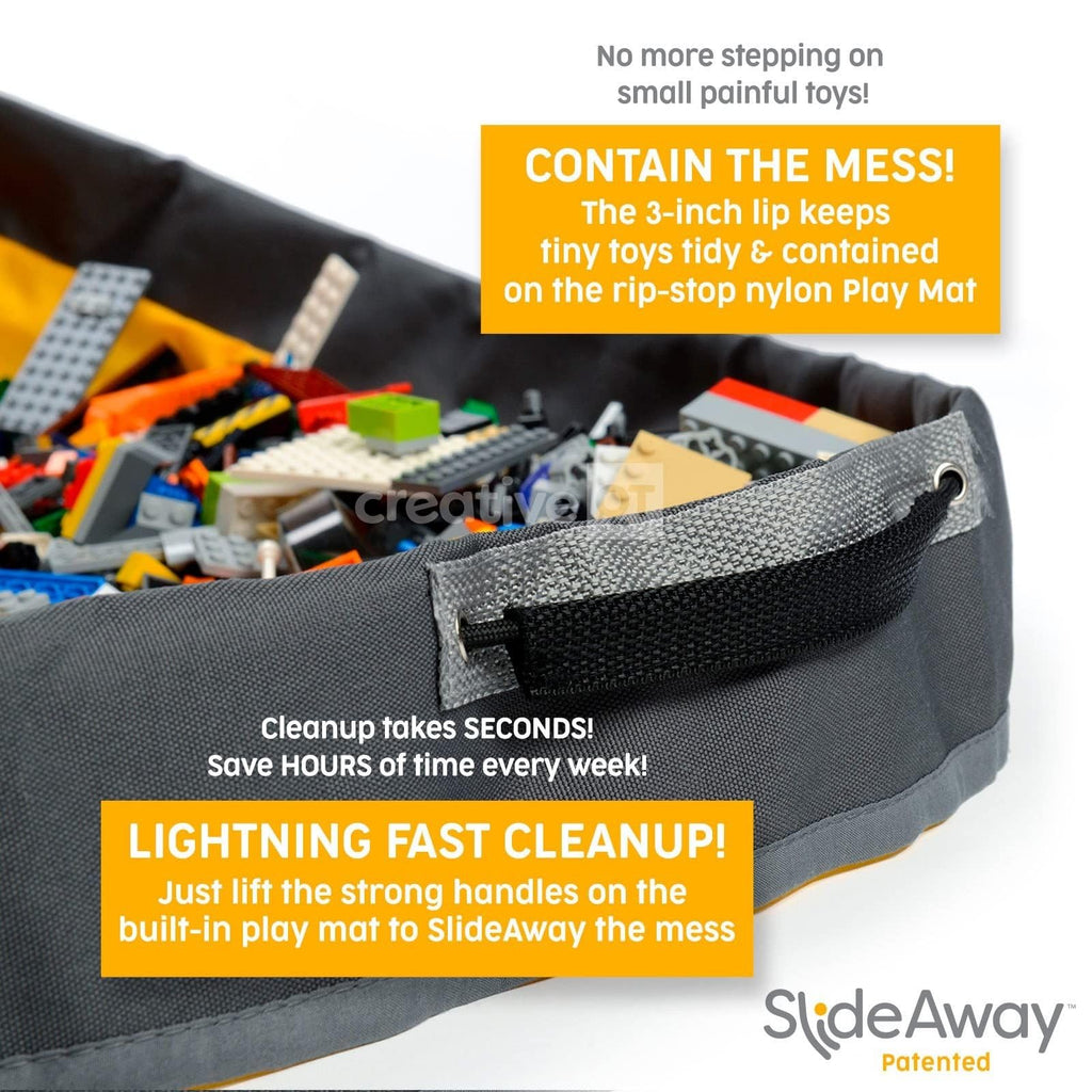 SlideAway Toy Storage Organizer & Extra Large 52" Play Mat, Collapsible Storage Bins for Building Bricks, Small