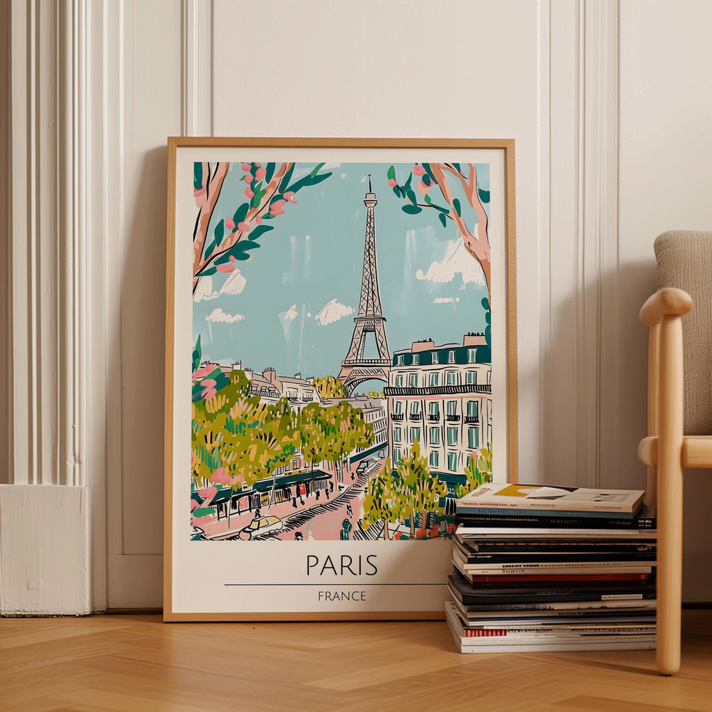 Paris Travel Poster, Premium Giclee Fine Prints - Modern Watercolor Aesthetic Wall Decoration, Eclectic Trendy Boho