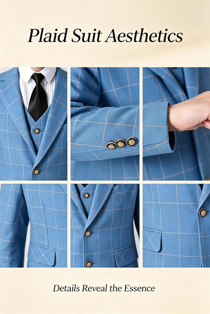 Boys Suit Kids Wedding Ring Bearer Outfit Casual Party Plaid Tuxedo Set