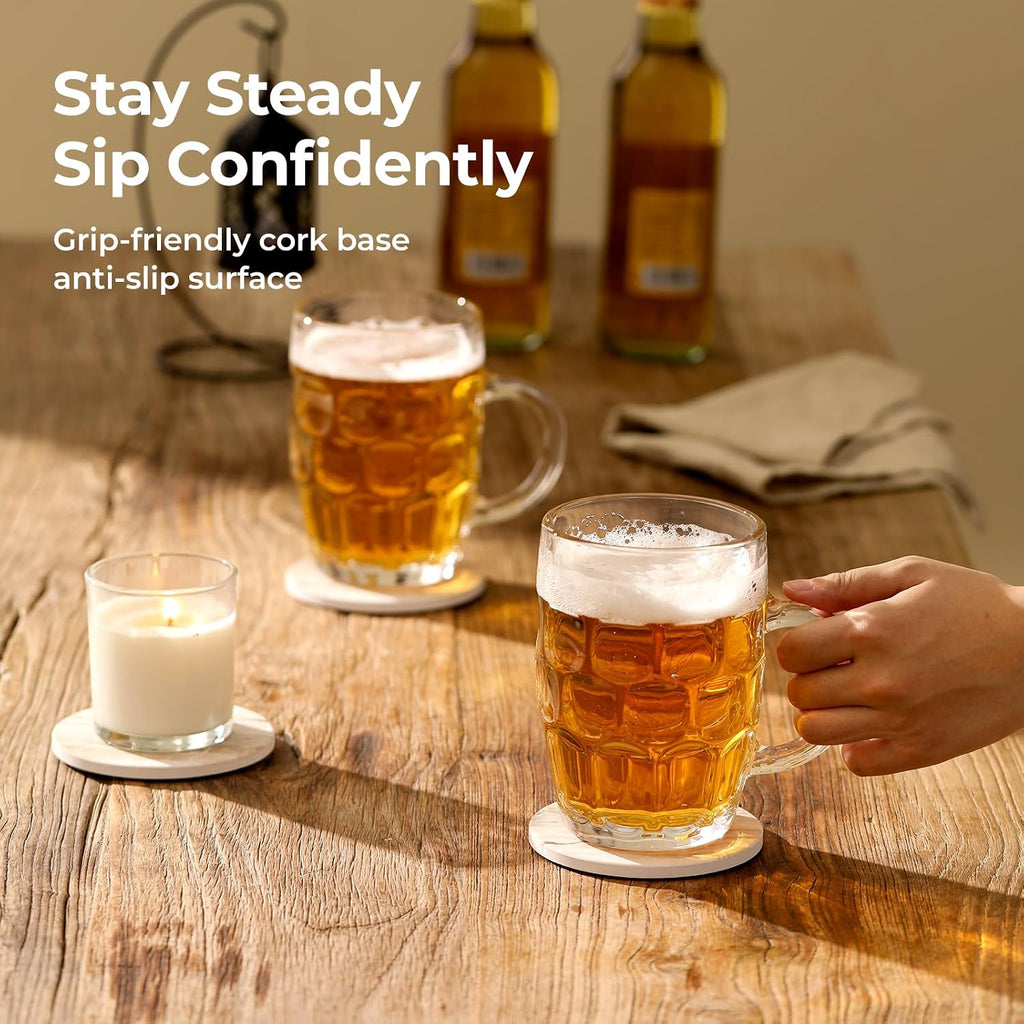 Coasters, Absorbent Drink Coasters, Marble Style Ceramic Stone Coaster for Drink Tabletop Protection, Modern - Set of 6