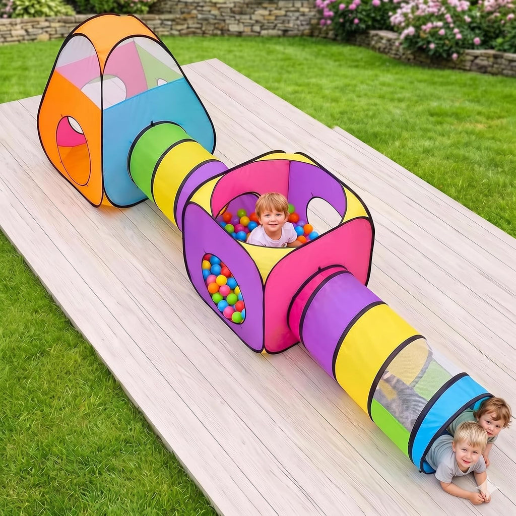 4pc Pop Up Children Play Tent : 2 Crawl Tunnel + 2 Tents : Kids Tents for Boys, Girls, Babies & Toddlers for Indoor &
