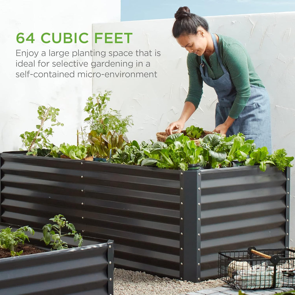 8x4x2ft Outdoor Metal Raised Garden Bed, Deep Root Planter Box for Vegetables, Herbs & Flowers, 478-Gallon Capacity