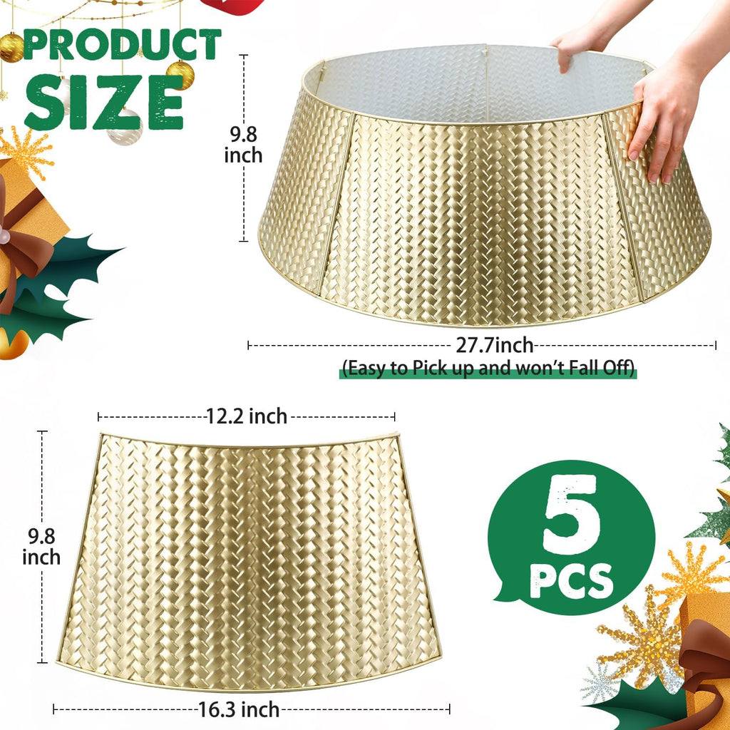 Metal Christmas Tree Collar, 28 Inch Christmas Tree Collar Basket Skirt for Large Christmas Tree, Artificial Tree