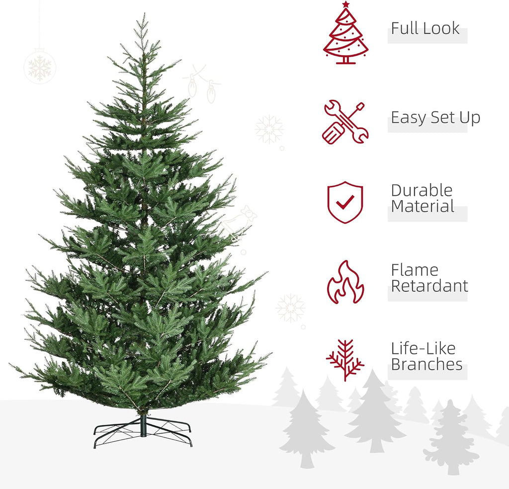 Artificial Christmas Tree, Pine Hinged Xmas Tree with 1939 Realistic Branches, Steel Base, Auto Open, Green