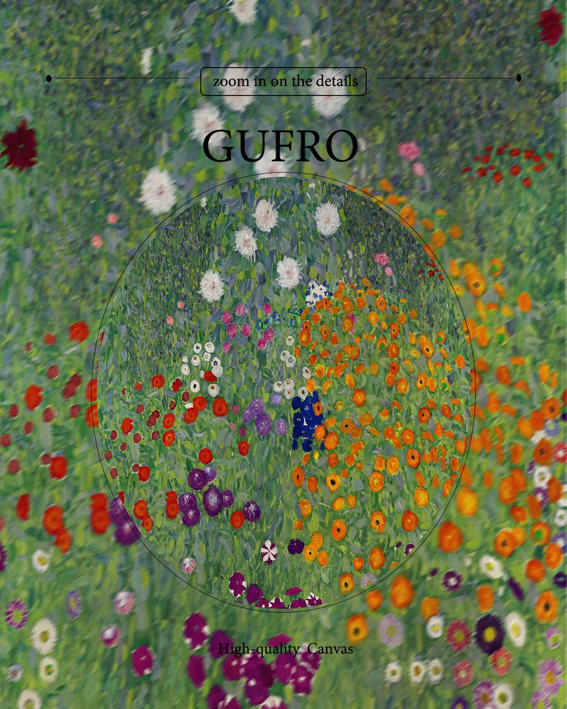 Gustav Klimt Framed Wall Art Flower Garden Art Prints Retro Flower Pictures Artwork Office Classroom Wall Decor