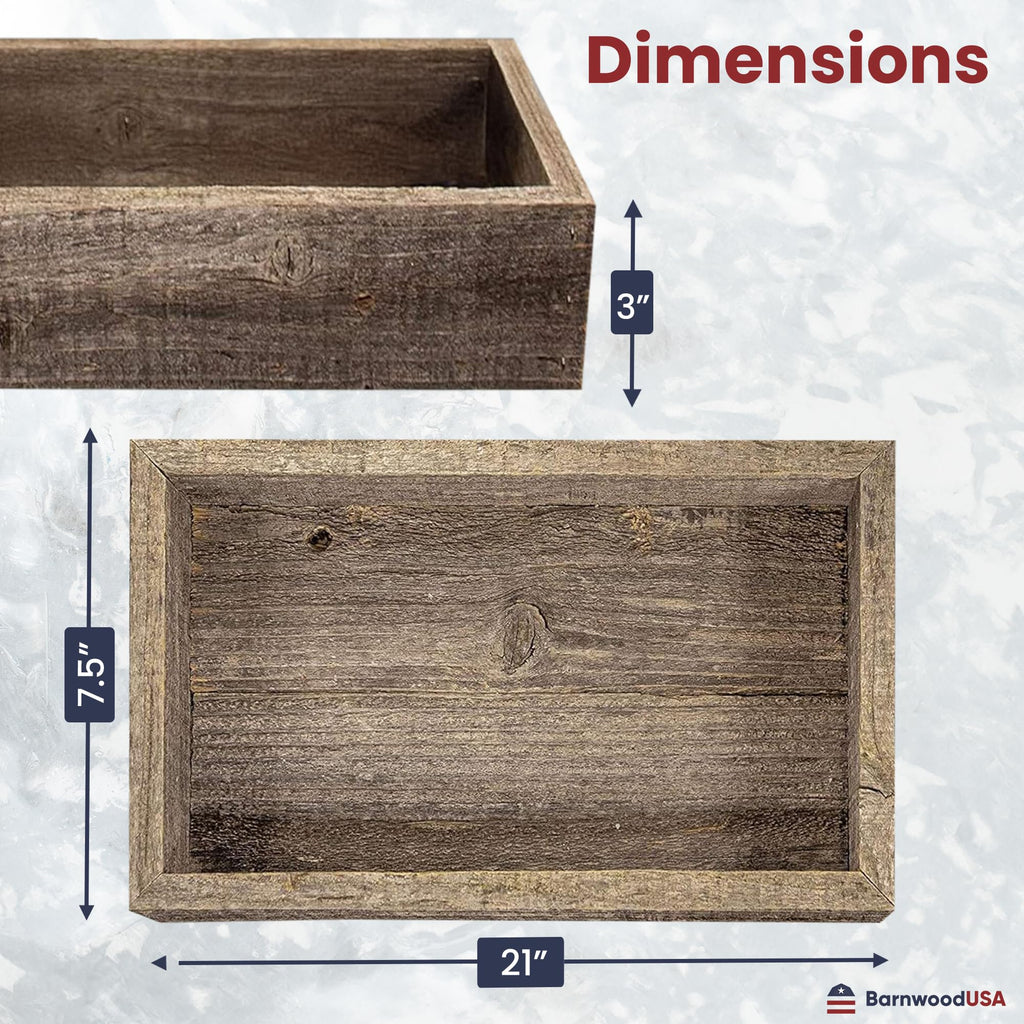 Small Wooden Planter Box, 21x7.5x3, Natural Weathered Gray