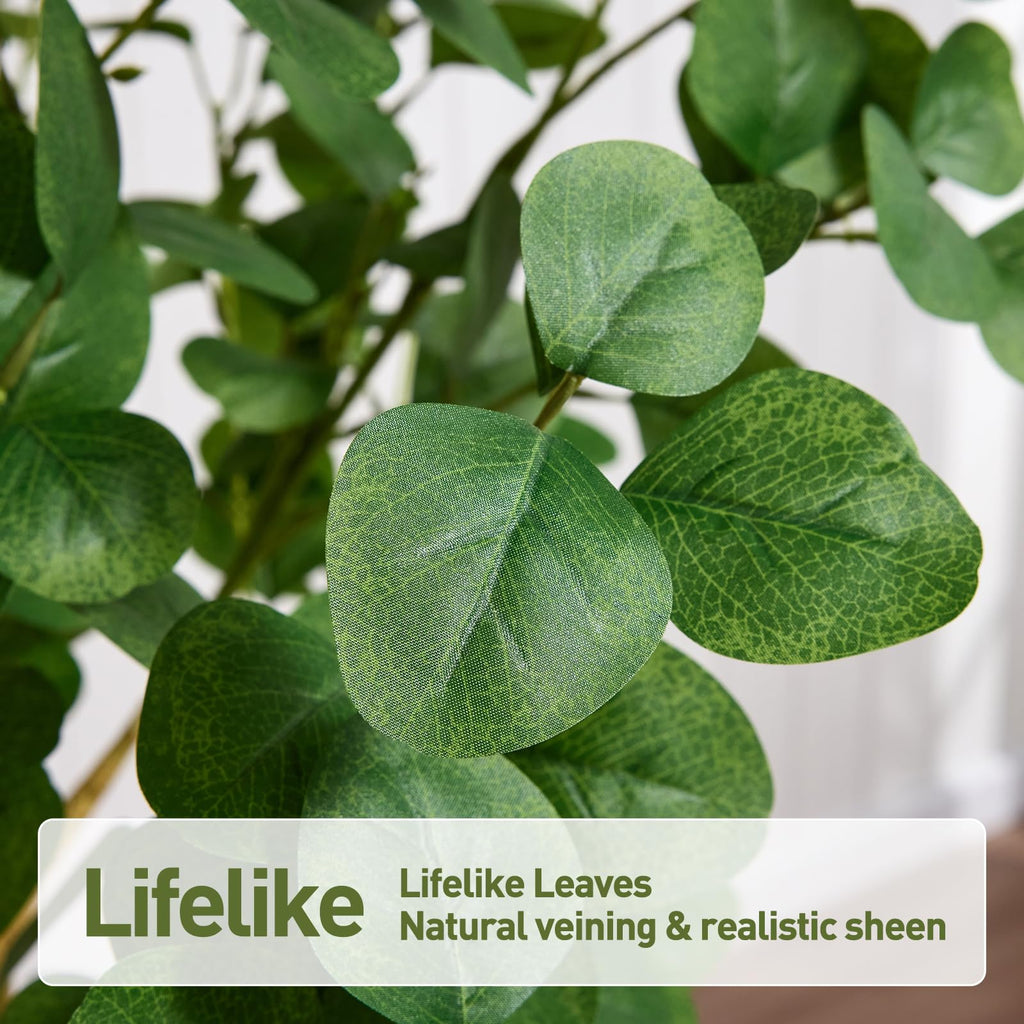 7 FT Artificial Eucalyptus Tree, Eucalyptus Fake Plants Indoor Silk Leaves