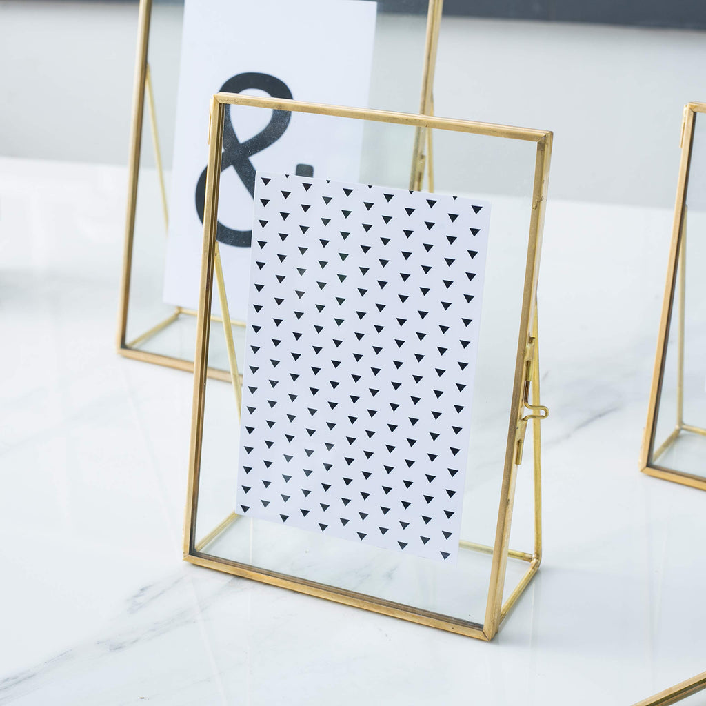 5x7 Gold Photo Frame Vintage Style Antique Gold Standing Picture Frames with Pressed Glass, Brass (5 x 7)