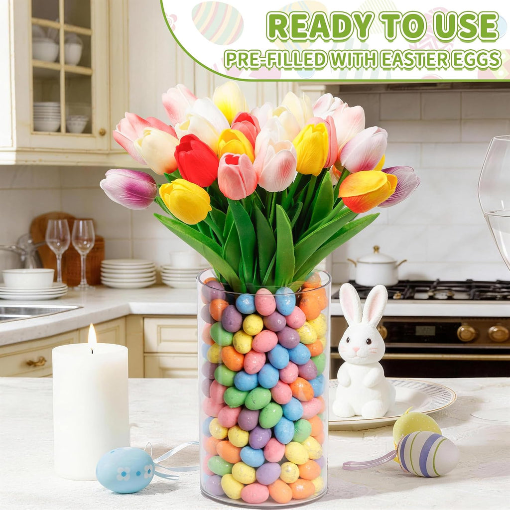 Easter Decorations-Vase in Vase and Approx Easter Eggs Filler, Vaseset Ready to Display,Spring Decorations - Set of 100