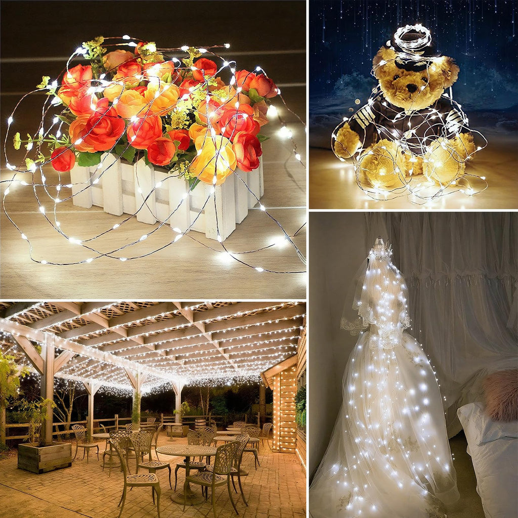 Solar String Lights Outdoor Waterproof 6 Pack Total 198ft White