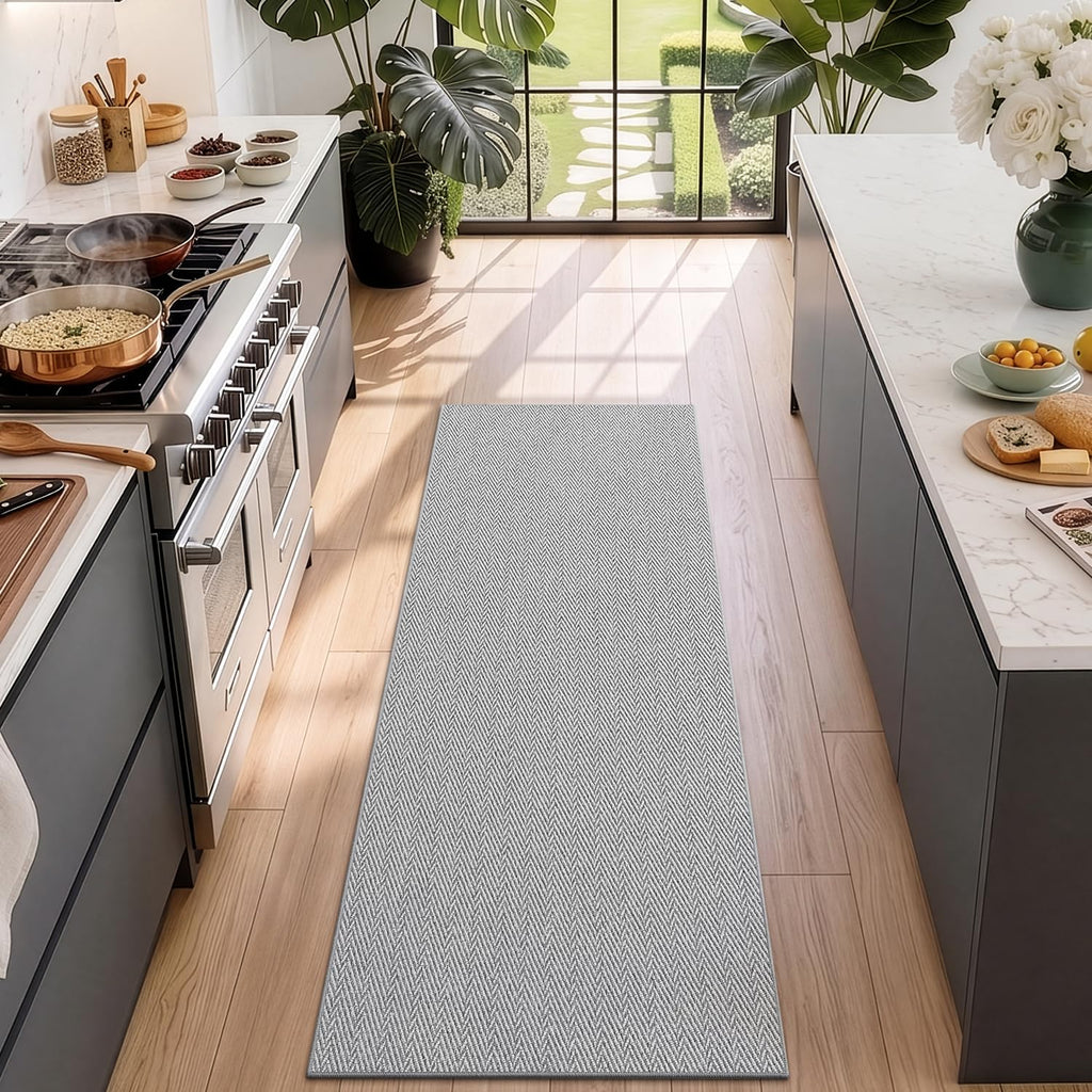Ultra Thin Runner Rug, Entryway Rug, Light Gray