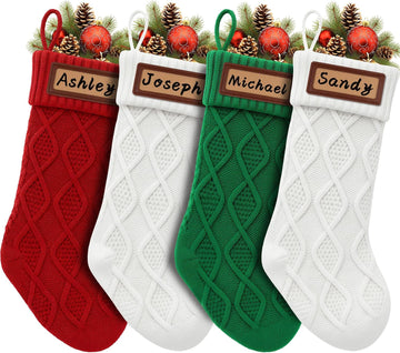 Knitted 4 Pack: Large Knit Xmas Stockings - Set of 4