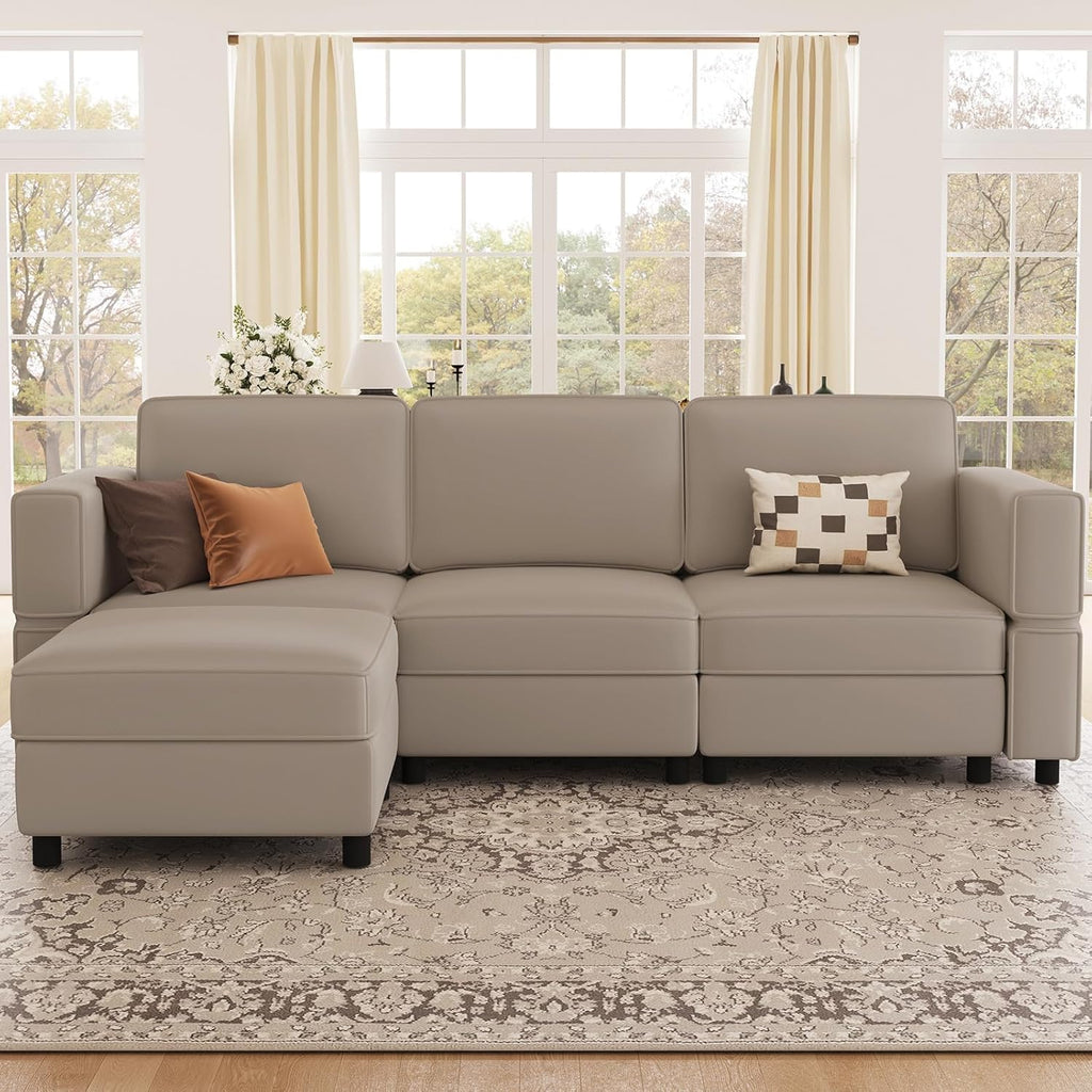 Modular Sectional Sofa L Shaped Couch with Reversible Chaises Deep Sectional Couch with Storage Ottoman Seat ,Velvet