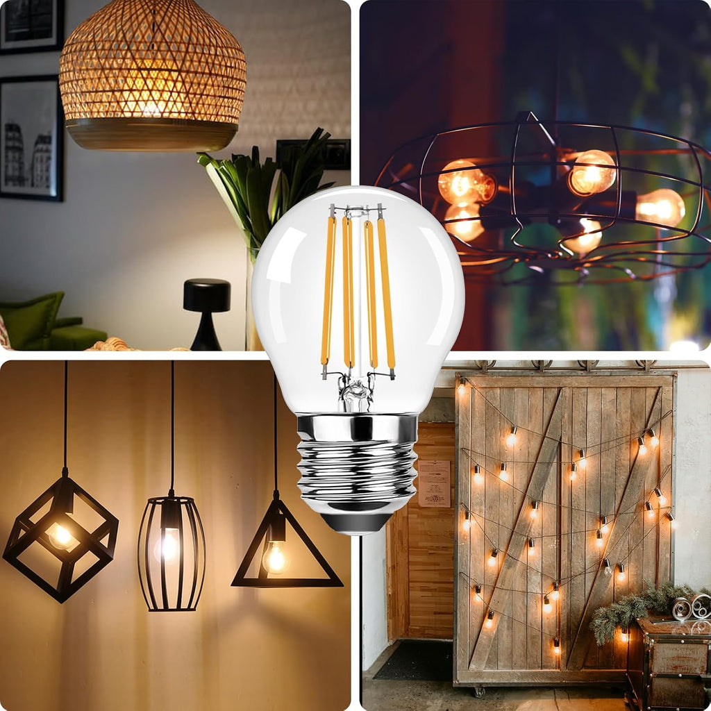 G45 E26 Small Round Edison Light Bulbs 120V 4W (30 Watt Equivalent),Warm White 2200K 300LM Decorative Edison Light
