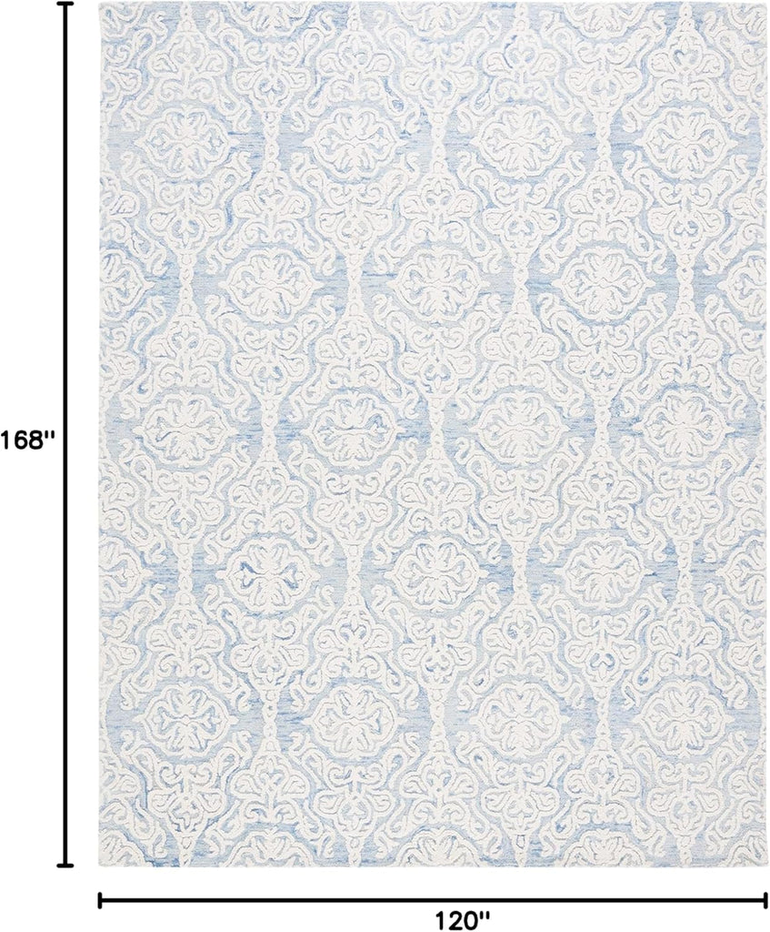 Blossom Area Rug - 10' x 14', Blue & Ivory, Handmade Wool