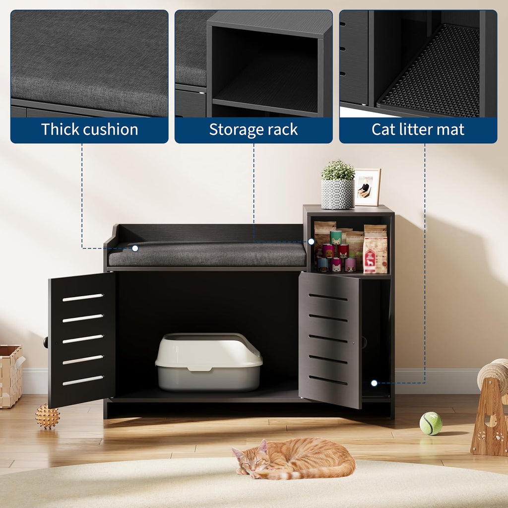 Cat Litter Box Enclosure, Hidden Litter Box Cabinet Furniture