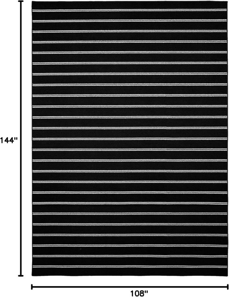 Avery Striped Black/ White Rug Non-Slip, Soft, Stain-Resistant Ideal s & Hallways, Stylish & Durable For