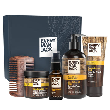 Beard Care Kit for Men, Sandalwood Teak, Gift Set, 5 Piece