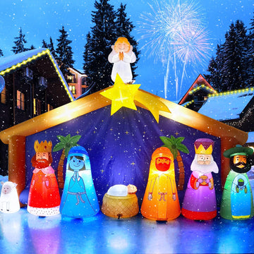 12.5FT Nativity Scene Inflatable Outdoor, Christmas Inflatables