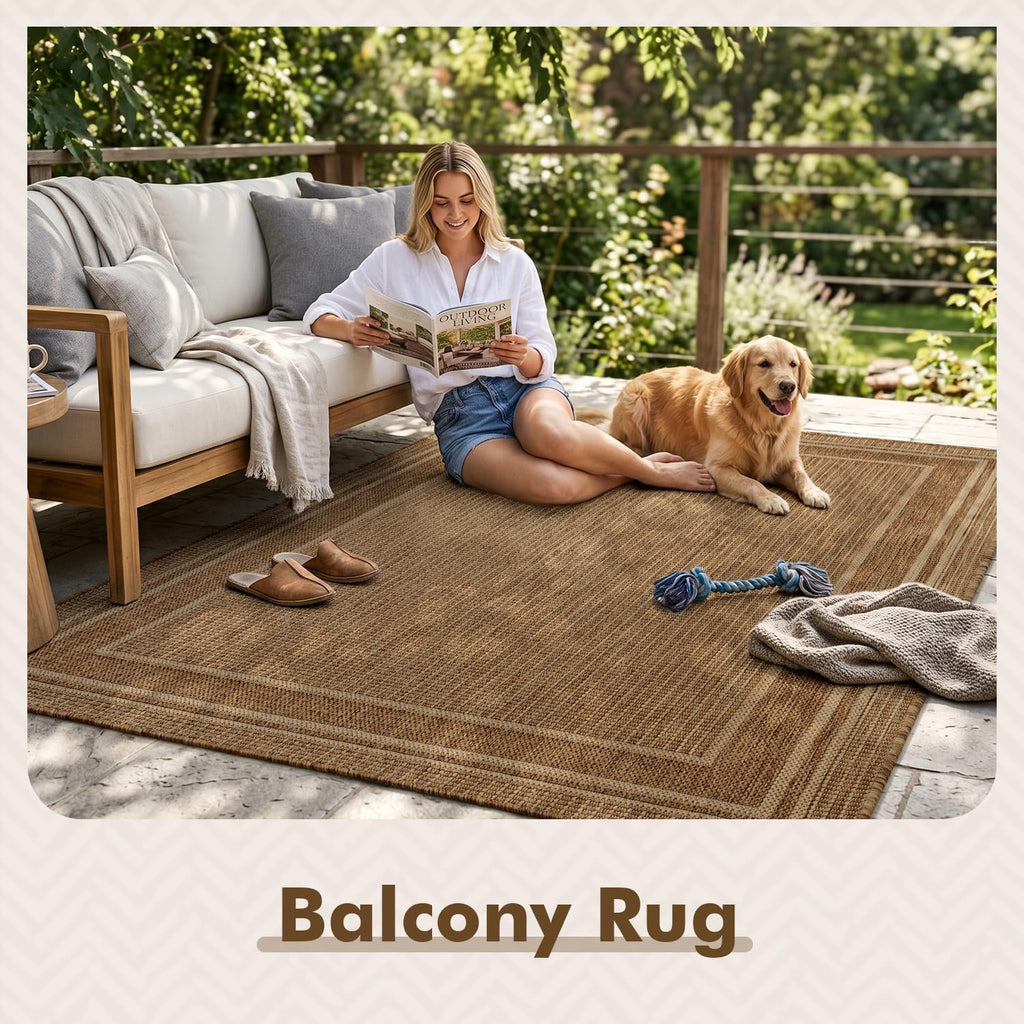 Outdoor Rug Patio Rug Polypropylene Indoor Outdoor Rugs Outdoor Carpet Deck Balcony Porch, Textured Weave