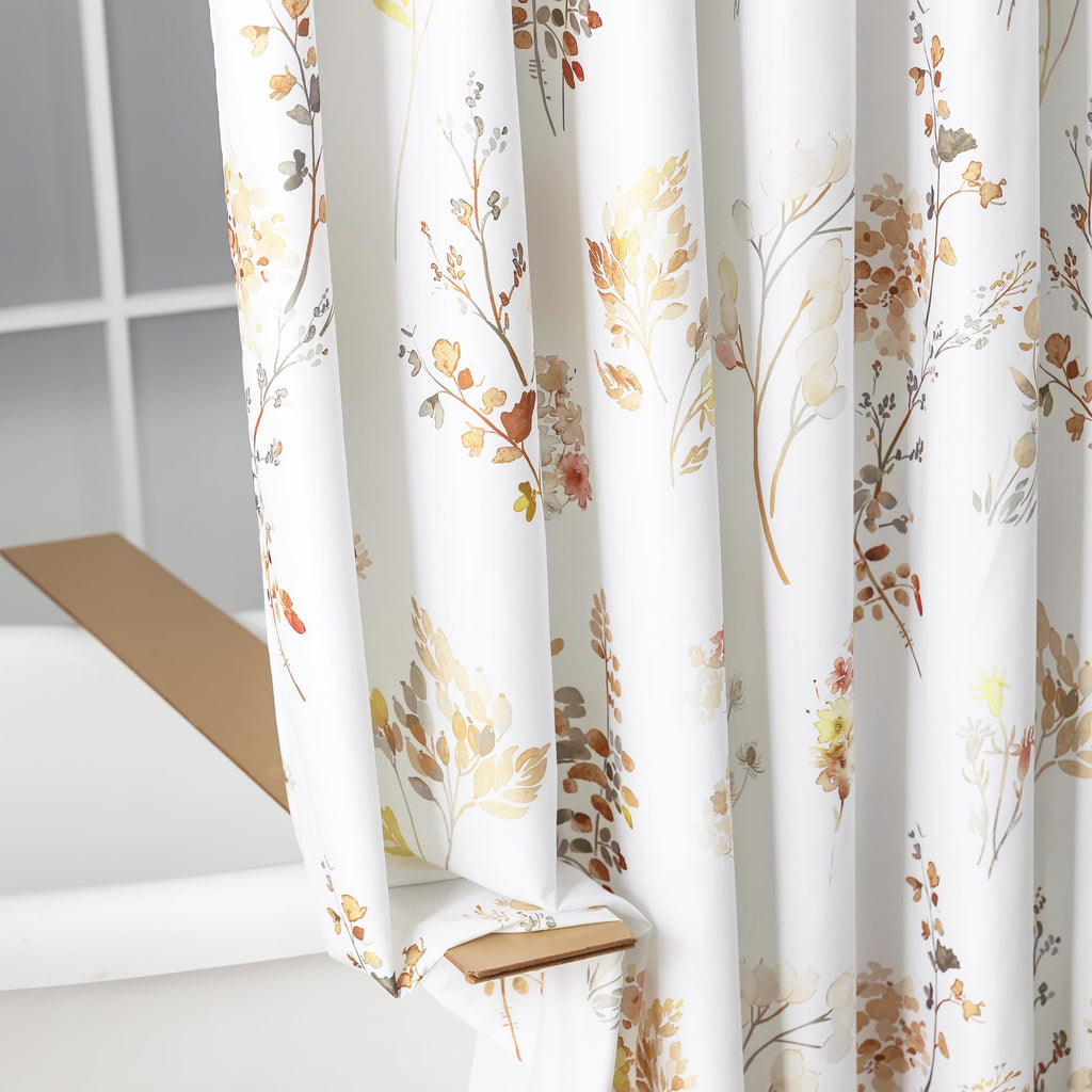 Fall Shower Curtain, Burnt Orange Terracotta Rust Brown Fabric Boho Rustic Farmhouse Cute Floral Leaf Autumn Shower