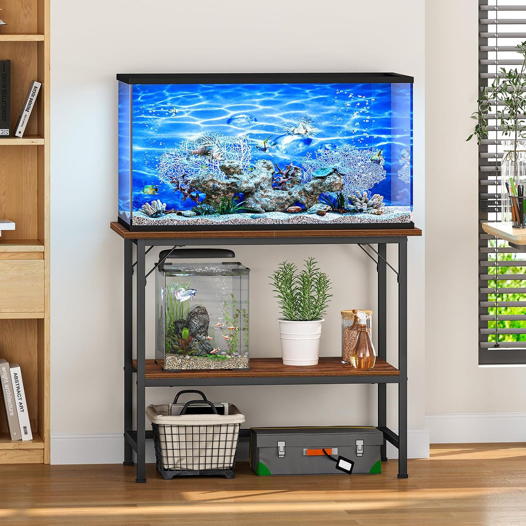 40 Gallon Fish Tank Stand, Heavy Duty Metal Aquarium Stand with Storage Shelves, 660LBS Capacity Double Aquarium
