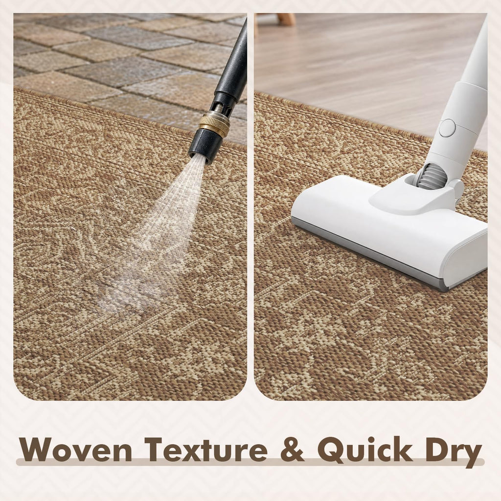 Outdoor Rug-Patio Rug Polypropylene Indoor Outdoor Rugs Carpet Deck Balcony Porch, Textured Weave, Durable for