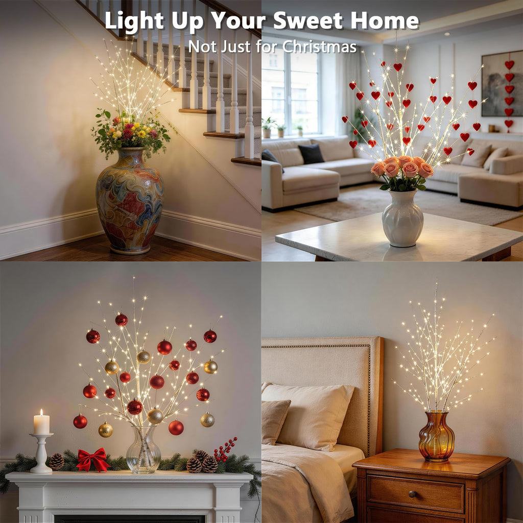 Lighted Birch Tree Branches 33IN with Timer Light up Branches