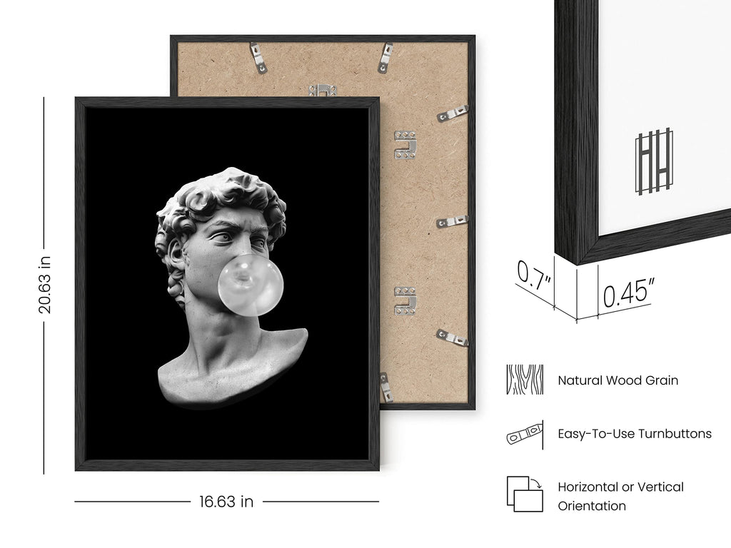 Black Michelangelo Gum Poster - Stylish Aesthetic Wall Art, Bold Dark Decor, or Office, Perfect Modern and Edgy