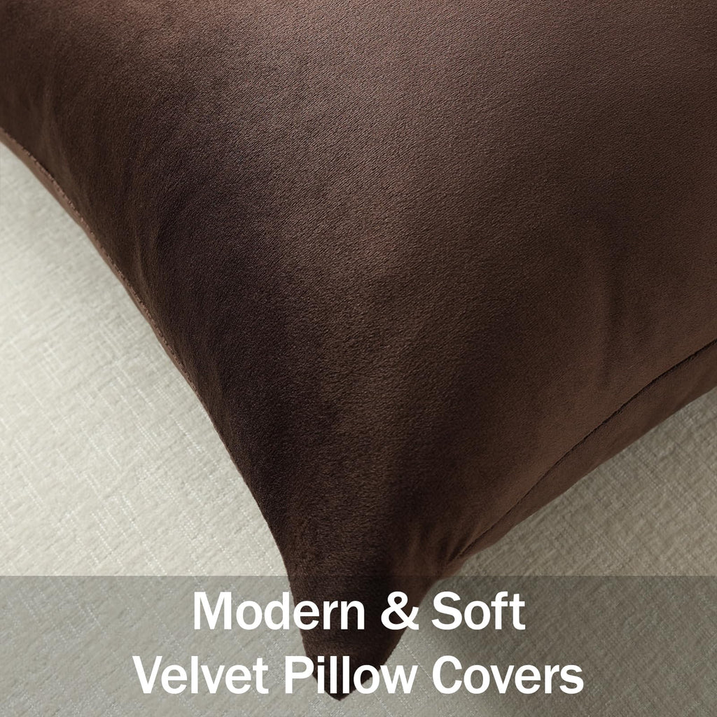 Euro Sham Covers 26x26 Chocolate Brown: Pack of 2 Cozy Soft Velvet Square Modern Luxury Decorative Throw Pillow Cases