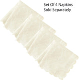 Portofino Scalloped Damask Fabric Tablecloth, 52 x 70 Inch Rectangle, Ivory, Wrinkle and Stain Resis