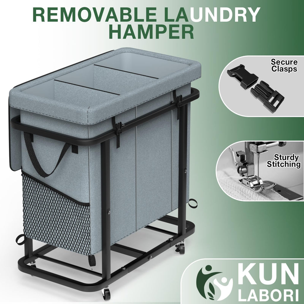 Basket with Lid,230L Rolling Laundry Hamper with Wheels,Grey