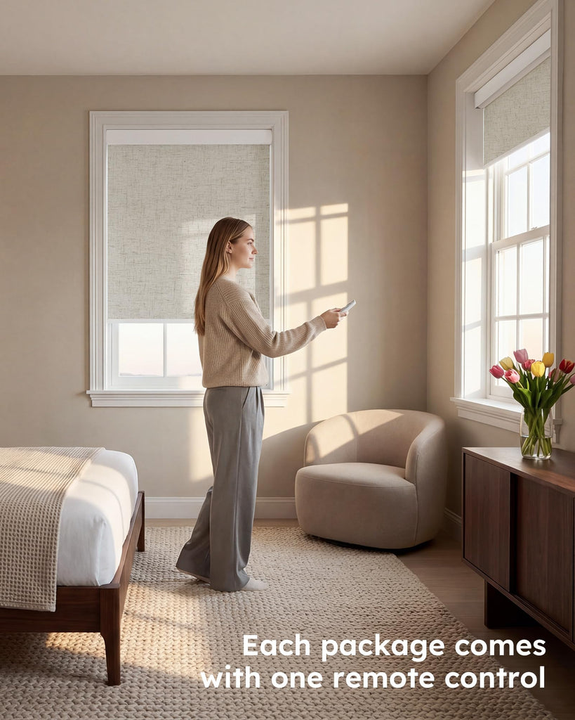 Motorized Blinds with Remote, 100% Blackout Electric Roller Shades