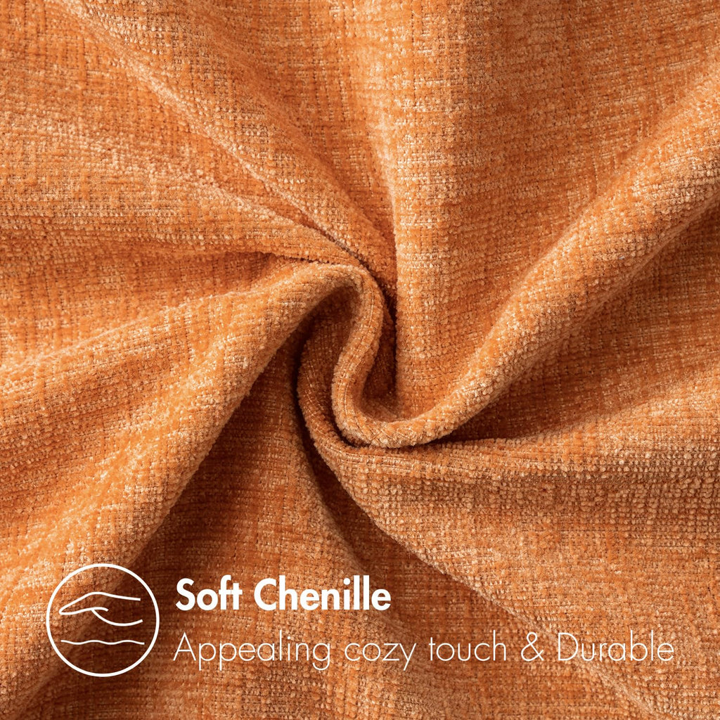 Soft Chenille Fall Throw Pillow Covers Orange 20x20 Inch Pack of 2