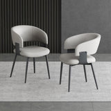 Modern Dining Chairs Set of 2, Faux Leather Upholstered Kitchen Chairs with Curved Back and Metal Legs