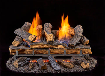 Ventless Natural Gas Log Set - 24 in. Split Red Oak, 33, 000 BTU, T-Stat Control - Model#