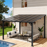 10' x 12' Gazebo for Patio, Gazebo Pergola with Sloped Roof, Large Wall-Mounted Heavy Duty Awnings, for Backyard, Deck, Patio