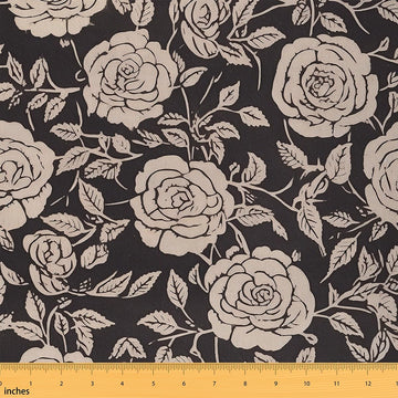 Retro Rose Floral Quilting Fabric by the Yard, Vintage Rose Flowers Decorative Fabric, Romantic Upholstery Fabric for
