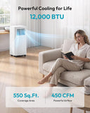 Portable Air Conditioners 12,000 BTU, 5-in-1 Portable AC Unit Up to 550 Sq.Ft.with Cool, Heat, Fan, Dehumidifier