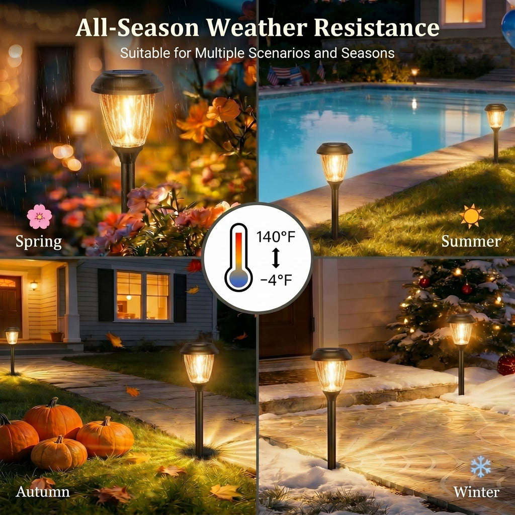 Solar Pathway Lights Outdoor 6 Pack, 2 Lighting Modes Garden Lights
