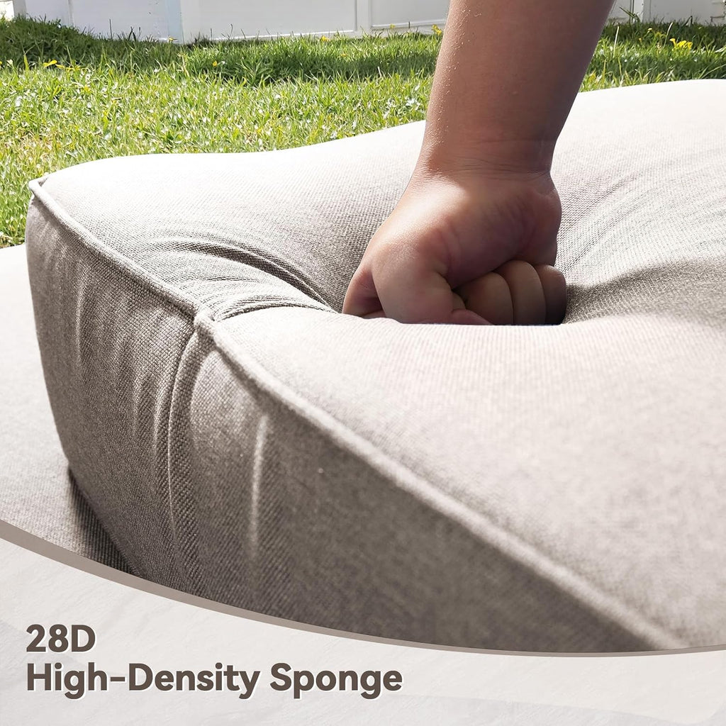 6" Thick Outdoor Cushions 22x24x6, 3-Set Deep Seat Patio Cushions with Removable Cover, Waterproof & Fade Resistant