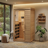 Garvee Far Infrared Sauna 1 Person Indoor Dry Sauna with Low EMF 1200W/110V Heaters Panels, Chromotherapy, MP3 Speaker