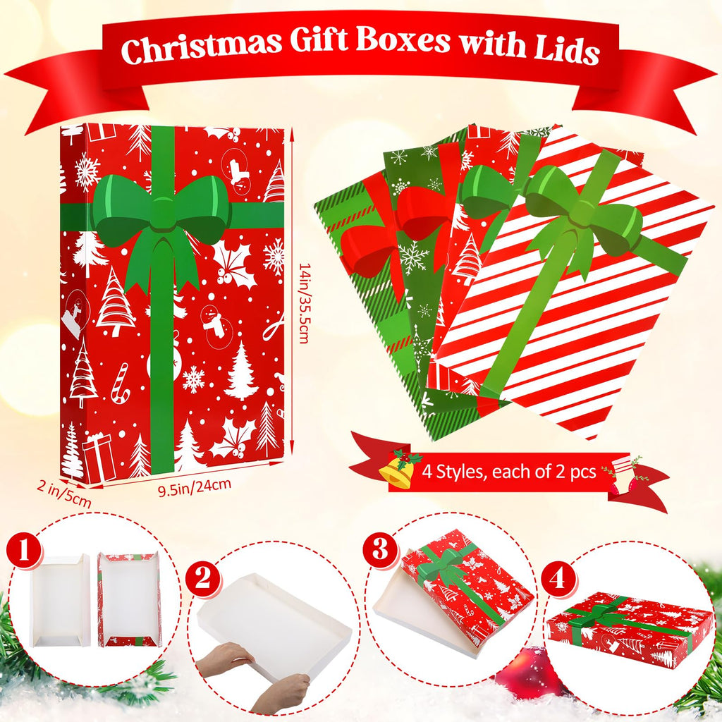 16 Pcs Christmas Gift Boxes with Lids 14 x 9.5 x 2 Inch, Snowflake