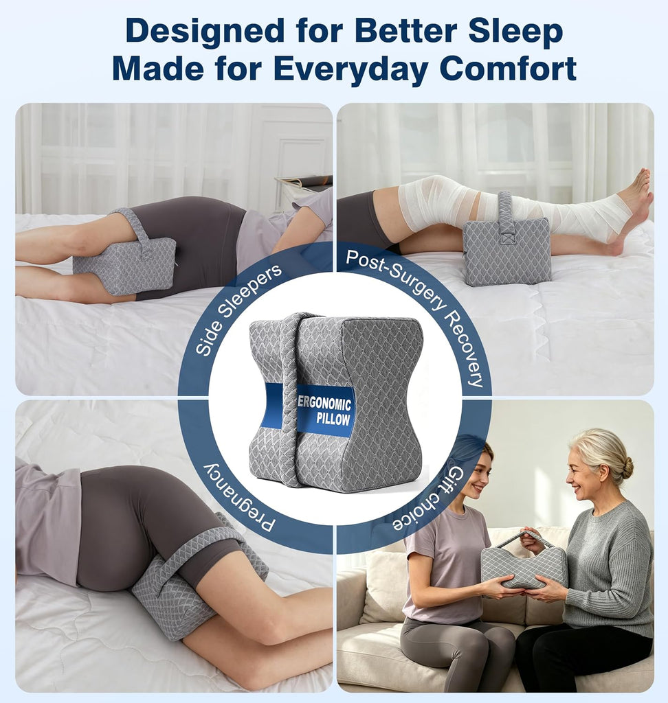 Knee Pillow for Side Sleepers, Leg Pillow for Sciatica, Back,HIPS,Knees,Joints Pain Relief,Pillows for Between Legs