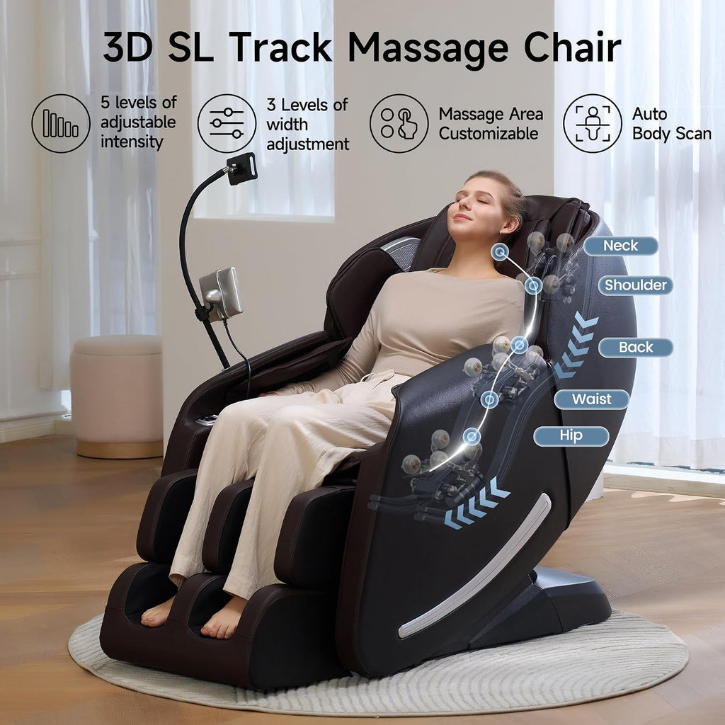 Massage Chair Full Body with Unique Phone Controller,Heart and Blood Measurement, Zero Gravity 3D SL-Track Recliner