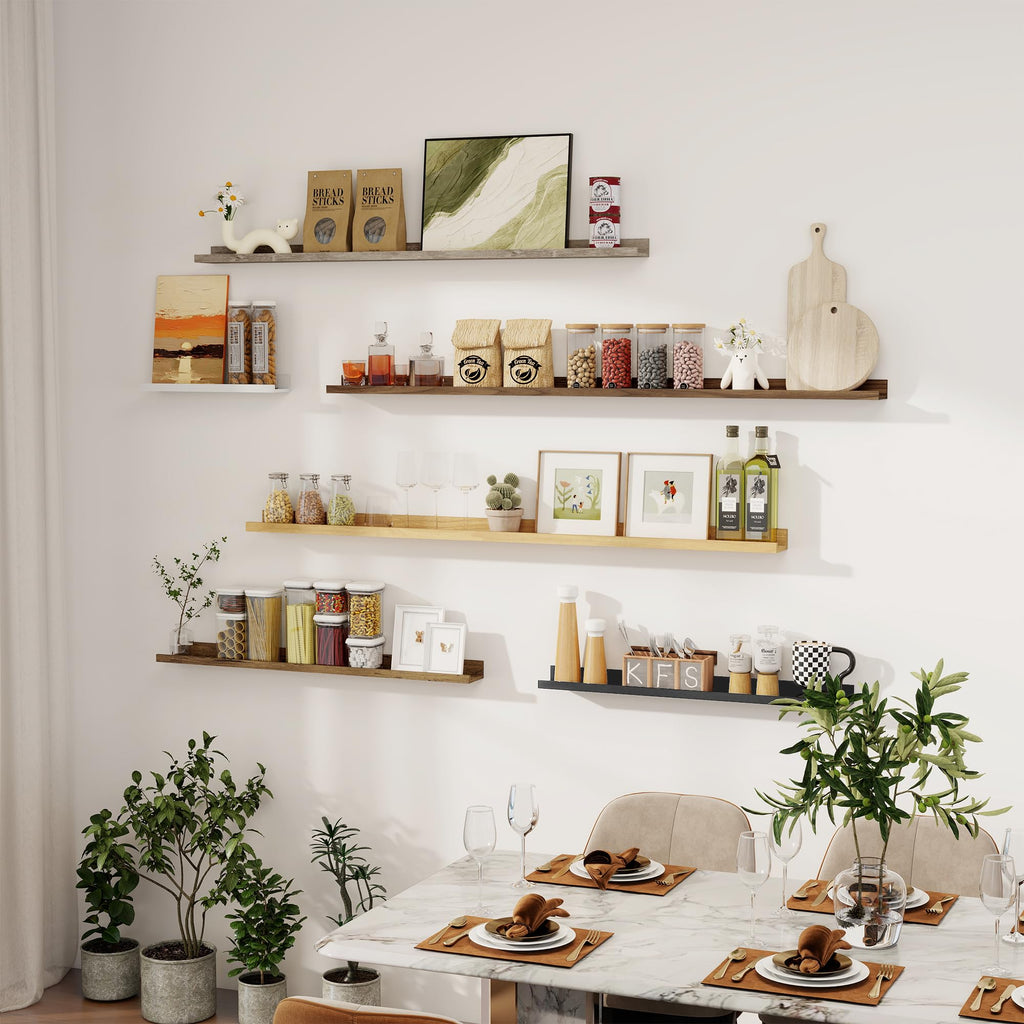 30 Inch Floating Shelves, Oak Picture Ledge Shelf Set of 2