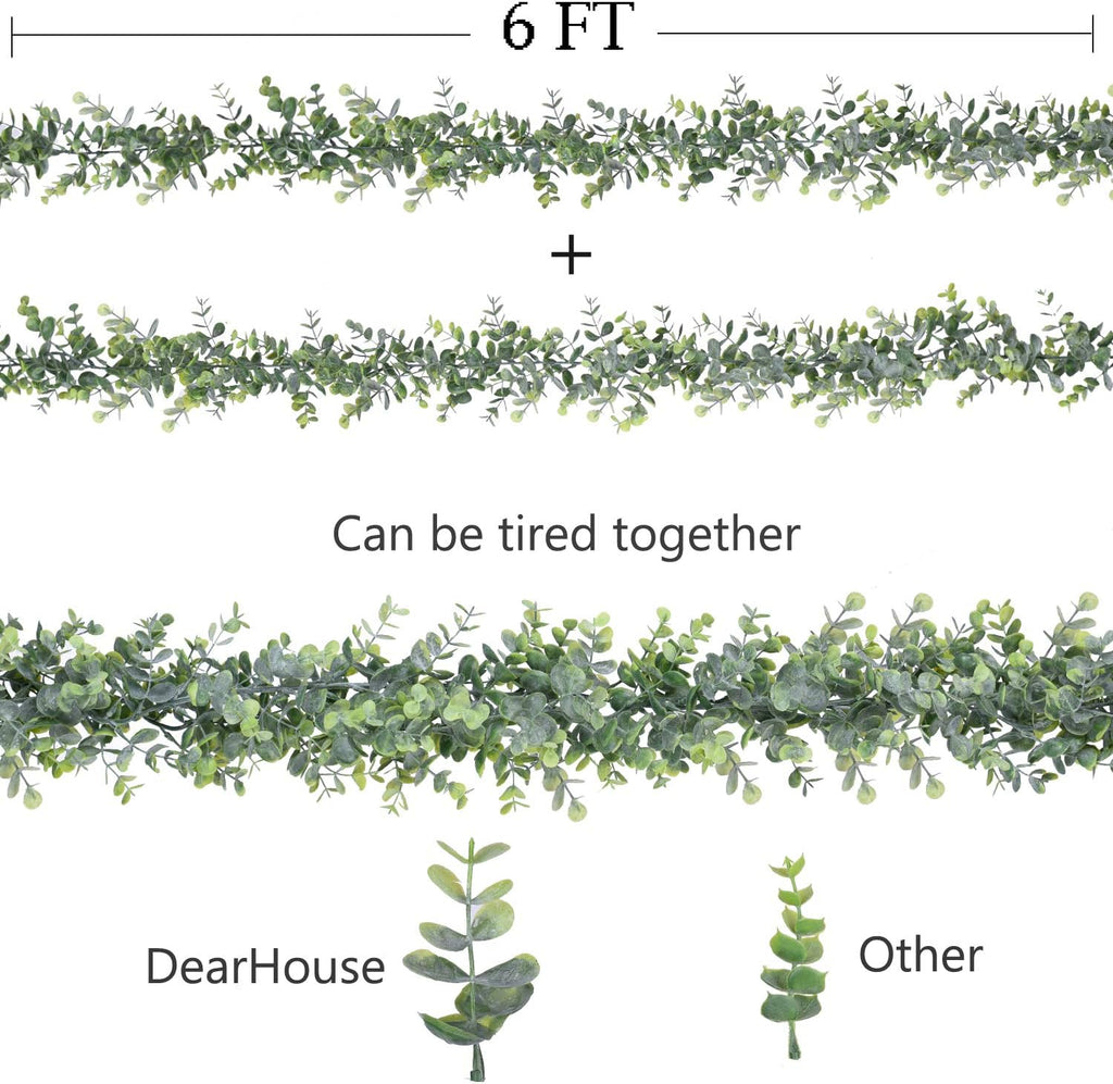 Faux Eucalyptus Garland Plant, 2 Pack Artificial Vines Hanging Eucalyptus Leaves Greenery Garland for Wedding - Set of 2