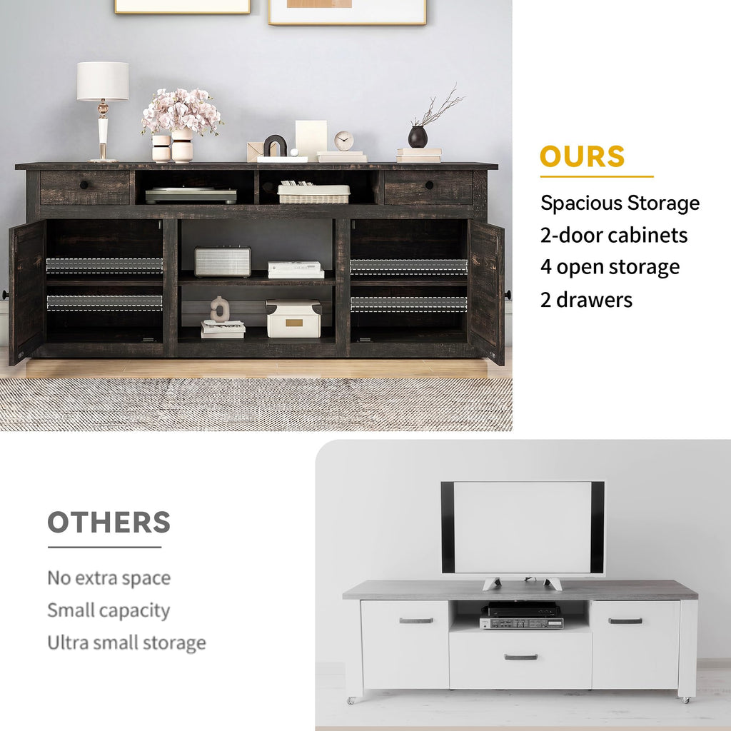 Farmhouse TV Stand for 75/80 Inches TVs, Entertainment Centers Furniture 30" Tall, TV Consoles with Storage Drawers &