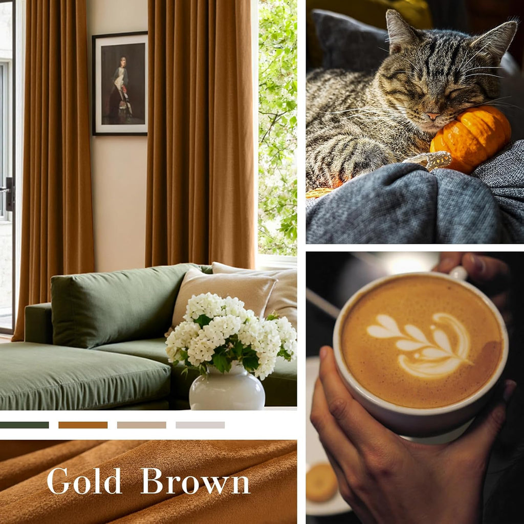 Velvet Blackout Curtains Thermal Insulated Room Window Drapes Super Soft Luxury Curtains for Living Room Bedroom Rod