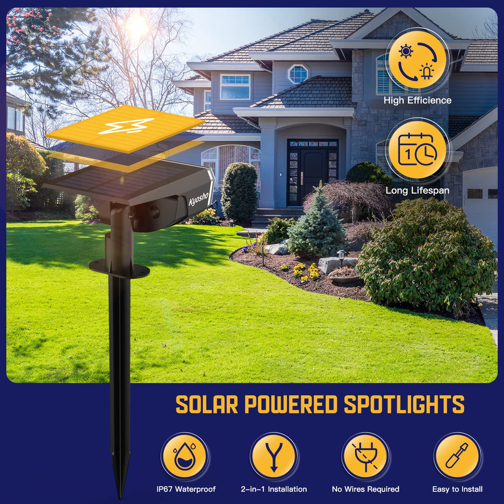 Solar Spot Lights Outdoor, IP67 Waterproof 38 LED Solar Powered Landscape Spotlights for Yard, Garden, Driveway